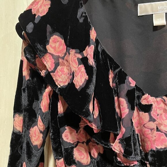 Michael Kors Rose velvet devore mini dress blackXS - Picture 4 of 8